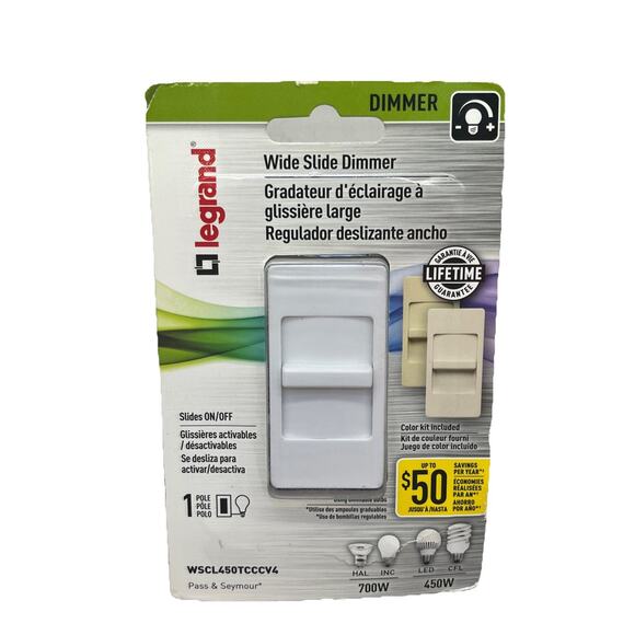 Legrand Pass & Seymour Wide Slide Dimmer Single Pole WSCL450TCCCV4. {3}. - Picture 1 of 13